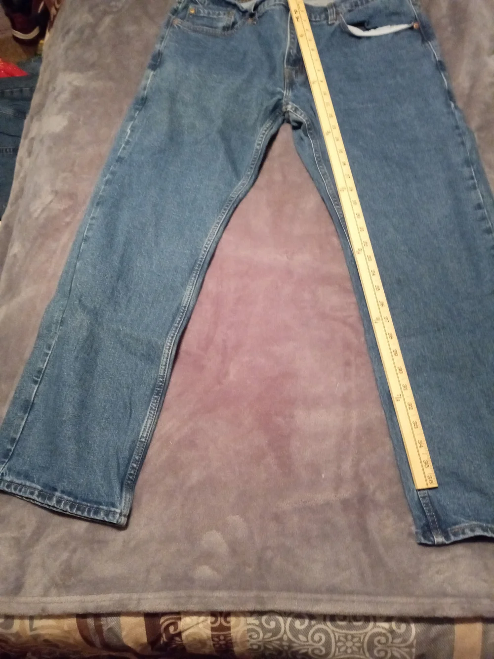Levi's Men's Blue Denim Jeans with Tan Leather Patch